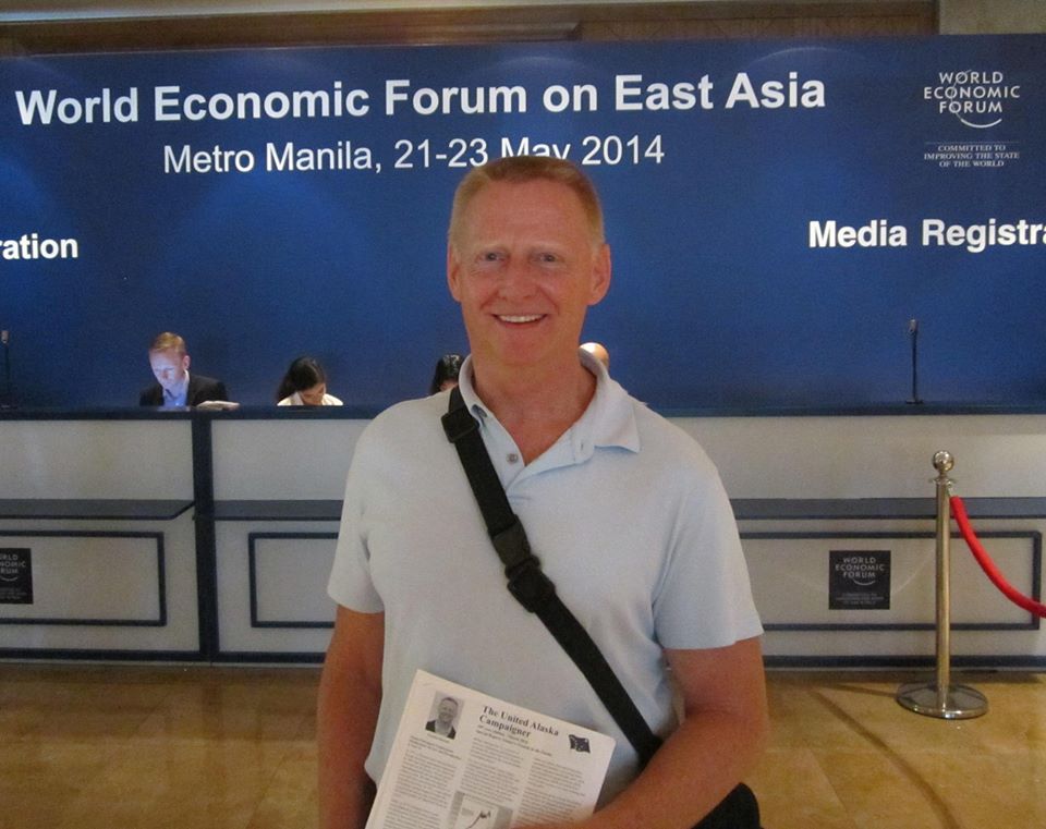 United Alaska Campaigner newsletters at the World Economic Forum in Manila Philippines.