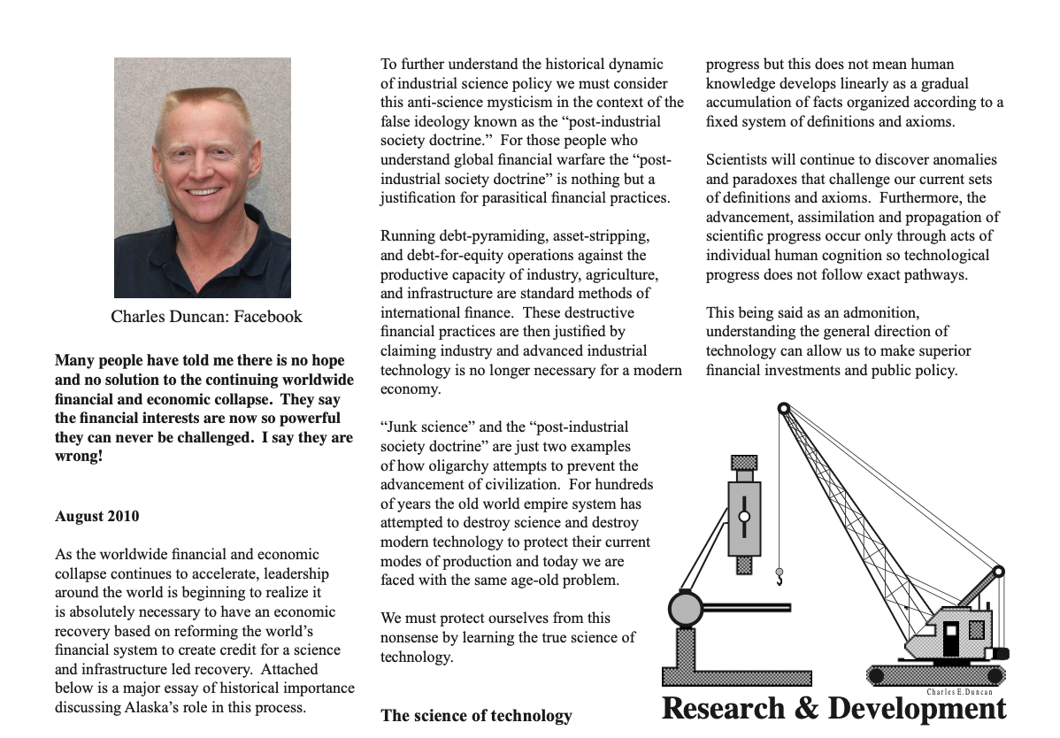 The United Alaska Campaigner, August 2010, Alaskan Science and Technology in Financial Reform