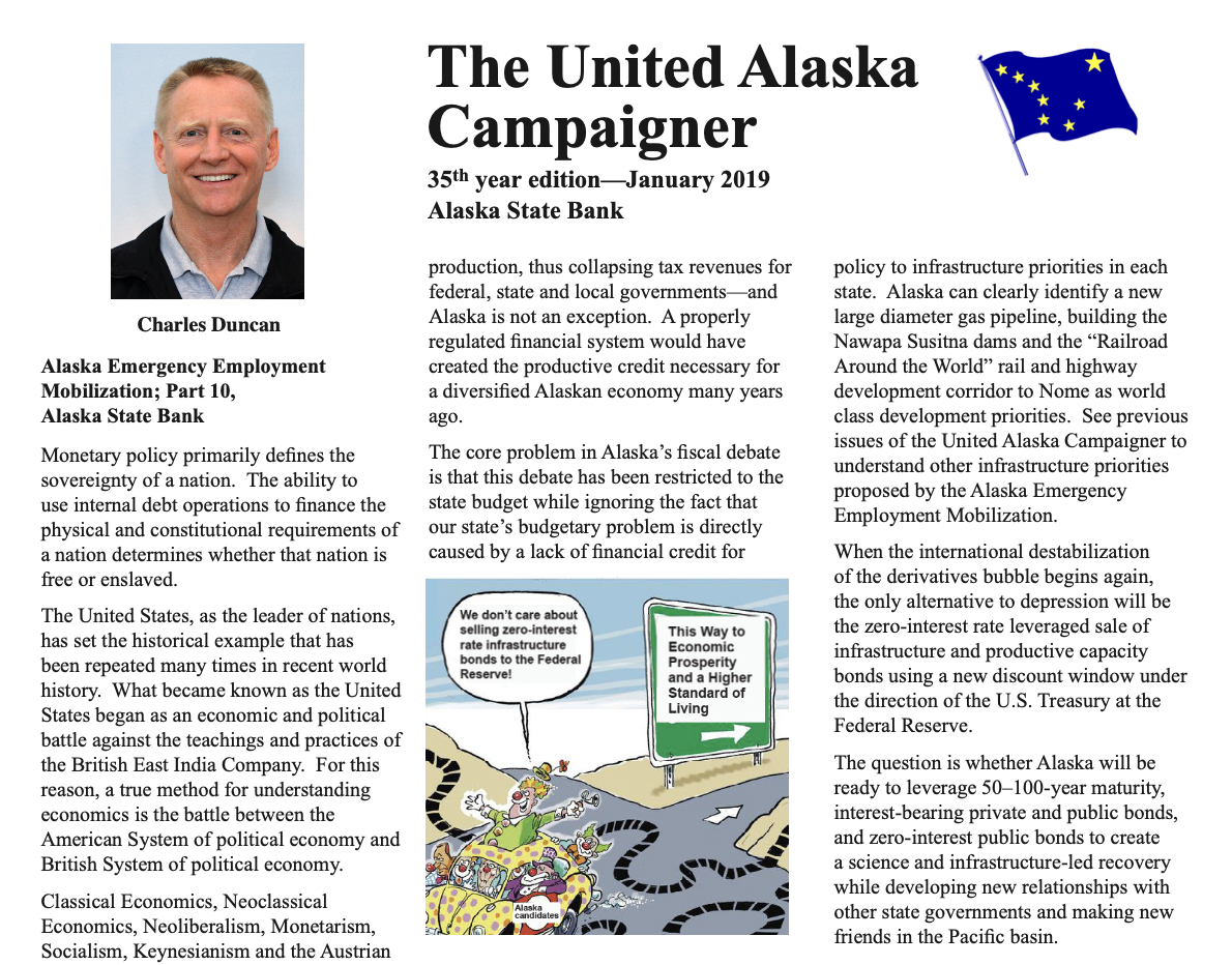 The United Alaska Campaigner 35th year edition—January 2019, Alaska Emergency Employment Mobilization, Part 10, Alaska State Bank