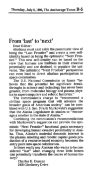 Read more about the article Letter to the editor, Anchorage Times