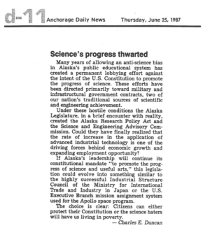 Read more about the article Letter to the editor, Anchorage Daily News