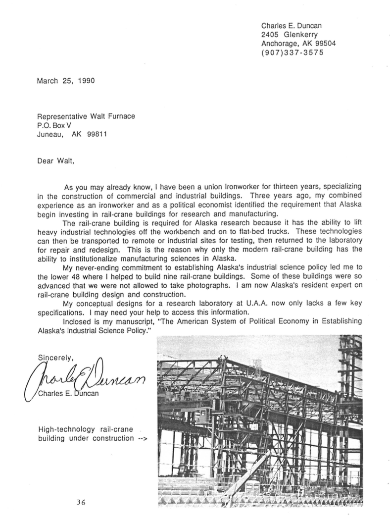 Reply to Representative Walt Furnace